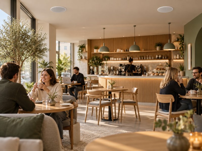 Café-Beschallung – Multiroom-Deckenlautsprecher-Set für Hauptraum und WC