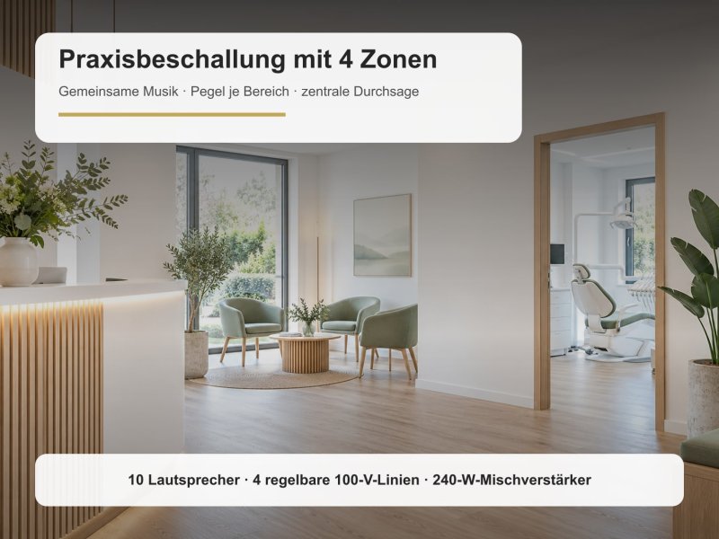 Praxisbeschallung mit 4 Zonen – 100-V-Lautsprecher-Set