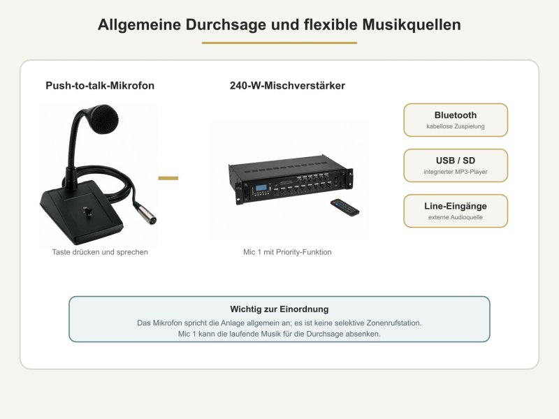 Echter 6-Zonen-Mischverstärker und Push-to-talk-Tischmikrofon des Büro-Sets
