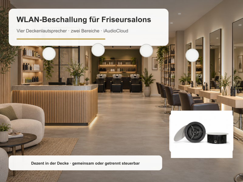 Beschallung für Friseursalons – WLAN-Deckenlautsprecher-Set
