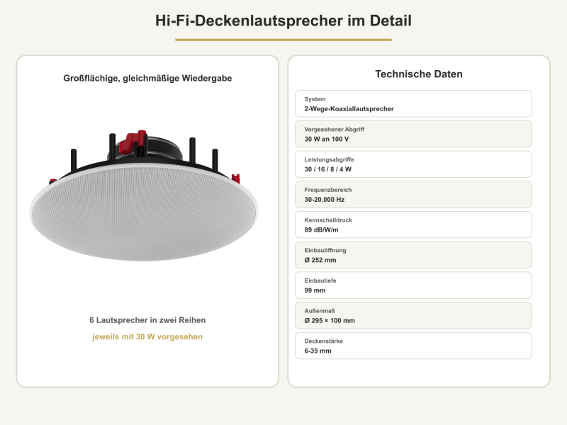 Hörsaal-Beschallung mit sechs Deckenlautsprechern