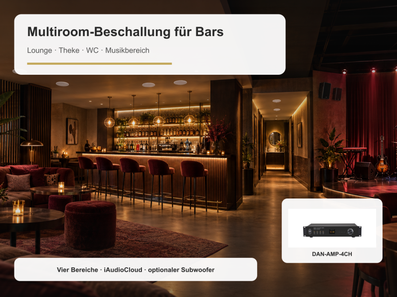 Bar-Beschallung für vier Bereiche – iAudioCloud Multiroom-Set